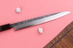 Couteau yanagiba 24cm japonais artisanal Hatsukokoro Shirasagi manche en wengé