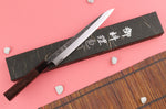 Couteau yanagiba 24cm japonais artisanal Hatsukokoro Shirasagi manche en wengé