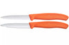 2 Couteaux d'office Victorinox orange lame à dents et lame lisse 8cm