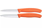 2 Couteaux d'office Victorinox orange lame à dents et lame lisse 8cm
