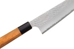 Couteau de chef 20cm japonais artisanal Nigara Hamono Migaki Tsuchime SG2 teck