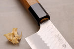 Couteau de chef 20cm japonais artisanal Nigara Hamono Migaki Tsuchime SG2 teck