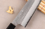 Couteau de chef 20cm japonais artisanal Nigara Hamono Migaki Tsuchime SG2 teck