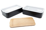 Bento Akinod 11:46 noir avec couvercle en acacia 1,4L