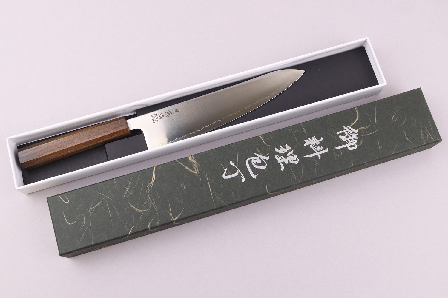 Couteau gyuto 21cm japonais artisanal Wusaki Hikari SLD manche bubinga