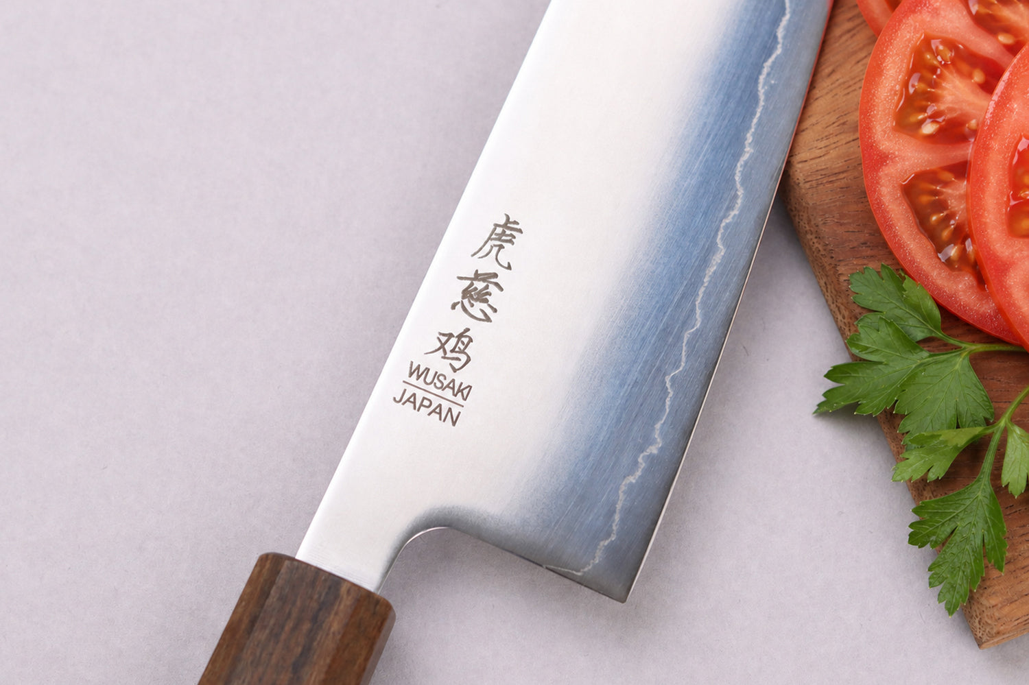 Couteau gyuto 21cm japonais artisanal Wusaki Hikari SLD manche bubinga