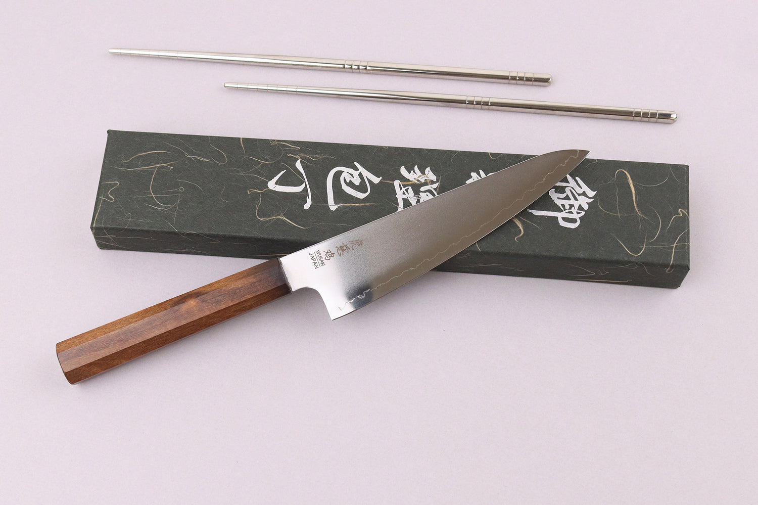 Couteau ko santoku 15cm japonais artisanal Wusaki Hikari SLD manche bubinga