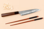 Couteau universel 15cm japonais artisanal Nigara Hamono Tsuchime AS manche en noyer