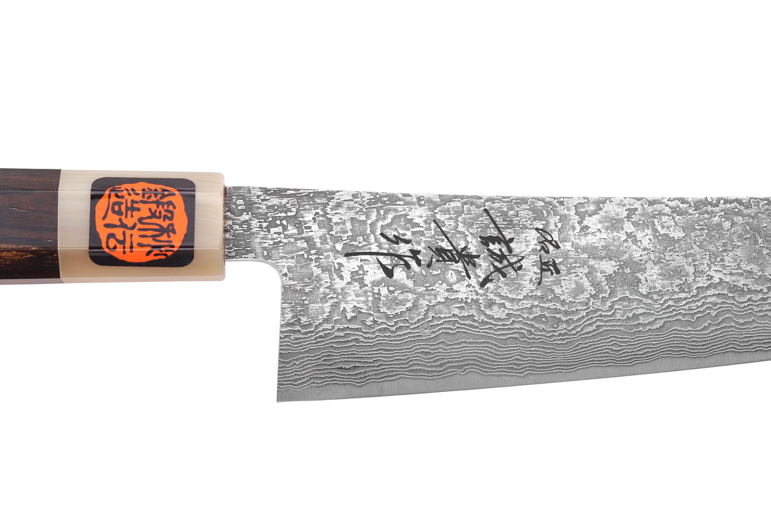 Couteau gyuto 18cm japonais artisanal Tanaka Shigeki SG2 Kurozome Damas ébène
