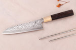 Couteau gyuto 18cm japonais artisanal Tanaka Shigeki SG2 Kurozome Damas ébène