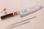 Couteau gyuto 18cm japonais artisanal Tanaka Shigeki SG2 Kurozome Damas ébène