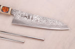 Couteau gyuto 18cm japonais artisanal Tanaka Shigeki SG2 Kurozome Damas ébène