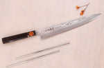 Couteau sujihiki 27cm japonais artisanal Shigeki Tanaka SG2 Kurozome Damas ébène