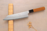 Couteau de chef kiritsuke 20cm japonais artisanal Nigara Hamono Migaki Tsuchime SG2 teck