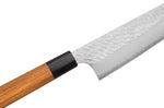 Couteau de chef kiritsuke 20cm japonais artisanal Nigara Hamono Migaki Tsuchime SG2 teck