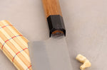 Couteau de chef kiritsuke 20cm japonais artisanal Nigara Hamono Migaki Tsuchime SG2 teck