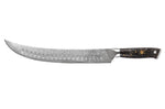 Couteau à découper Wusaki Sakin Damas 10Cr 25cm manche en fibre de carbone et feuille d'or