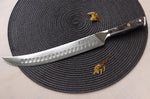 Couteau à découper Wusaki Sakin Damas 10Cr 25cm manche en fibre de carbone et feuille d'or