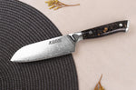 Couteau ko-santoku Wusaki Sakin Damas 10Cr 13cm manche en fibre de carbone et feuille d'or