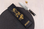 Couteau ko-santoku Wusaki Sakin Damas 10Cr 13cm manche en fibre de carbone et feuille d'or