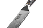 Couteau de boucher Wusaki Sakin Damas 10Cr 22cm manche en fibre de carbone et feuille d'or