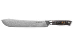 Couteau de boucher Wusaki Sakin Damas 10Cr 22cm manche en fibre de carbone et feuille d'or
