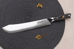 Couteau de boucher Wusaki Sakin Damas 10Cr 22cm manche en fibre de carbone et feuille d'or