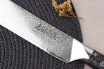 Couteau de boucher Wusaki Sakin Damas 10Cr 22cm manche en fibre de carbone et feuille d'or