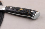 Couteau de boucher Wusaki Sakin Damas 10Cr 22cm manche en fibre de carbone et feuille d'or