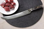 Couteau à découper Wusaki Sakin Damas 10Cr 25cm manche en fibre de carbone et feuille d'or