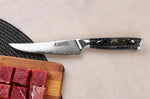 Couteau à steak Wusaki Sakin Damas 10Cr 13cm manche en fibre de carbone et feuille d'or