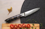 Couteau d'office Wusaki Sakin Damas 10Cr 9cm manche en fibre de carbone et feuille d'or