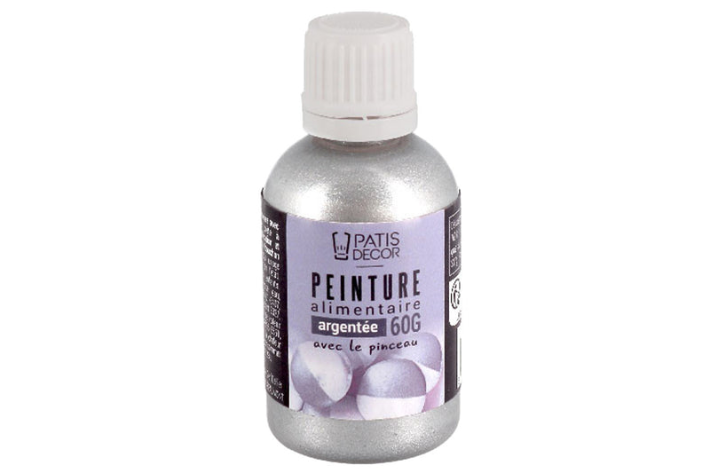 Peinture alimentaire Patisdécor argentée 60g