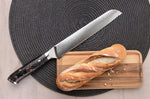 Couteau à pain Wusaki Sakin Damas 10Cr 20cm manche en fibre de carbone et feuille d'or