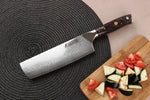 Couteau nakiri Wusaki Sakin Damas 10Cr 17cm manche en fibre de carbone et feuille d'or