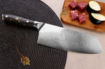 Couteau de chef chinois Wusaki Sakin Damas 10Cr 19cm manche en fibre de carbone et feuille d'or