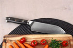 Couteau ko-santoku Wusaki Sakin Damas 10Cr 13cm manche en fibre de carbone et feuille d'or