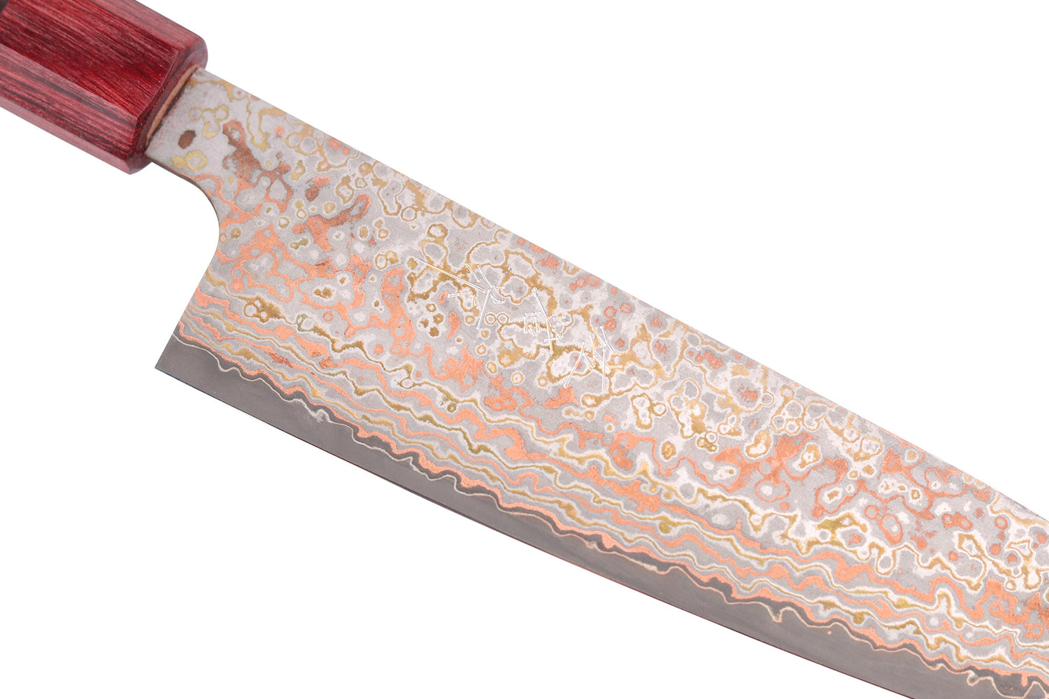Couteau de chef 18cm japonais artisanal Takeshi Saji VG10 Rainbow Nashiji