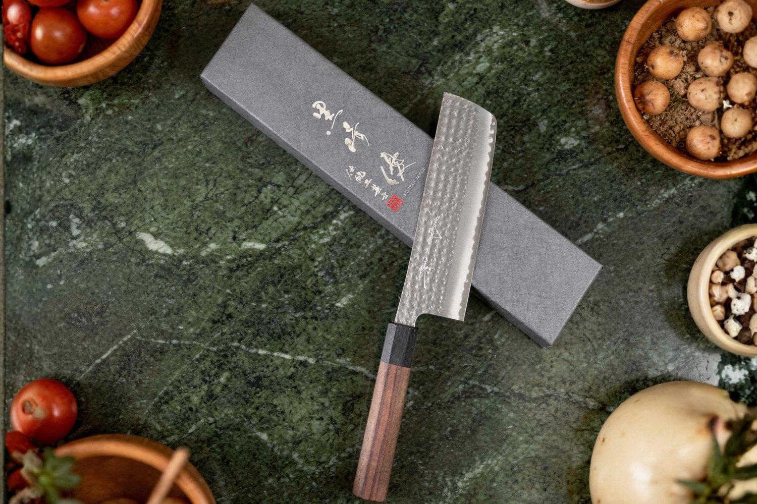 Couteau nakiri 16,5cm japonais artisanal Yu Kurosaki Kokusen AS martelé