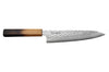 Couteau de chef 20cm japonais artisanal Wusaki Yaketa VG10 damas chêne brûlé