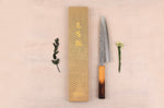 Couteau de chef 20cm japonais artisanal Wusaki Yaketa VG10 damas chêne brûlé