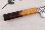 Couteau de chef 20cm japonais artisanal Wusaki Yaketa VG10 damas chêne brûlé