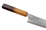 Couteau de chef 20cm japonais artisanal Wusaki Yaketa VG10 damas chêne brûlé