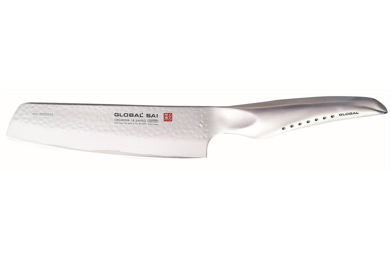 Couperet à légumes japonais Global Sai M06 lame martelée 15cm