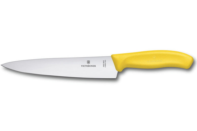 Couteau à découper manche jaune lame inox 19cm Victorinox 6.8006.19L8
