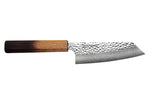 Couteau bunka 15cm japonais artisanal Wusaki Yaketa VG10 damas chêne brûlé