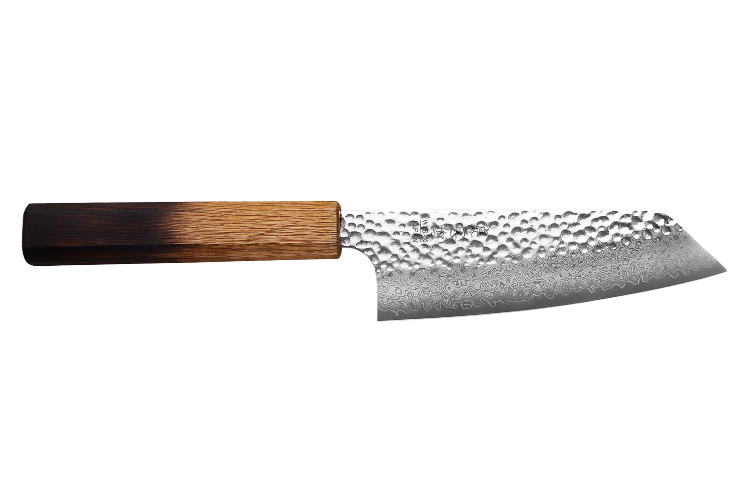 Couteau bunka 15cm japonais artisanal Wusaki Yaketa VG10 damas chêne brûlé