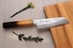 Couteau bunka 15cm japonais artisanal Wusaki Yaketa VG10 damas chêne brûlé