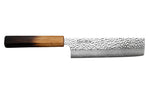Couteau nakiri 17cm japonais artisanal Wusaki Yaketa VG10 damas chêne brûlé