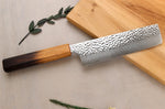 Couteau nakiri 17cm japonais artisanal Wusaki Yaketa VG10 damas chêne brûlé